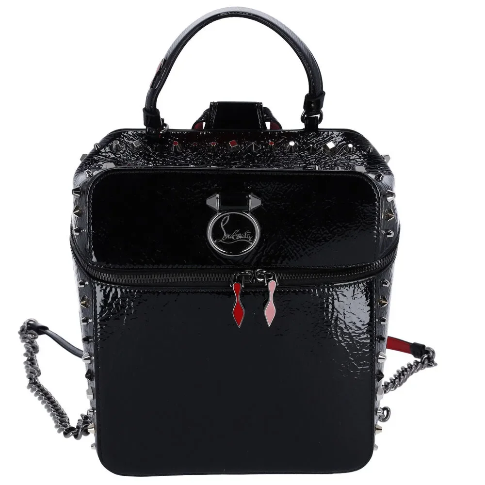 Christian Louboutin Textured Patent Calfskin Rubylou Backpack Black